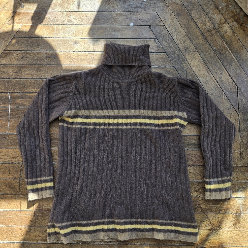 Vintage HOLLYN Club Brown Wool Turtleneck Sweater